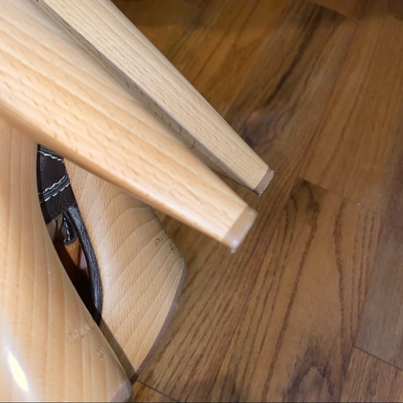 LANVIN PARIS BLACK LEATHER WOOD PLATFORM HEELED SANDALS SIZE 7 - Picture 11 of 11